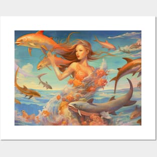 Aquatic Reverie: Surreal Dream of Fish and Water Posters and Art